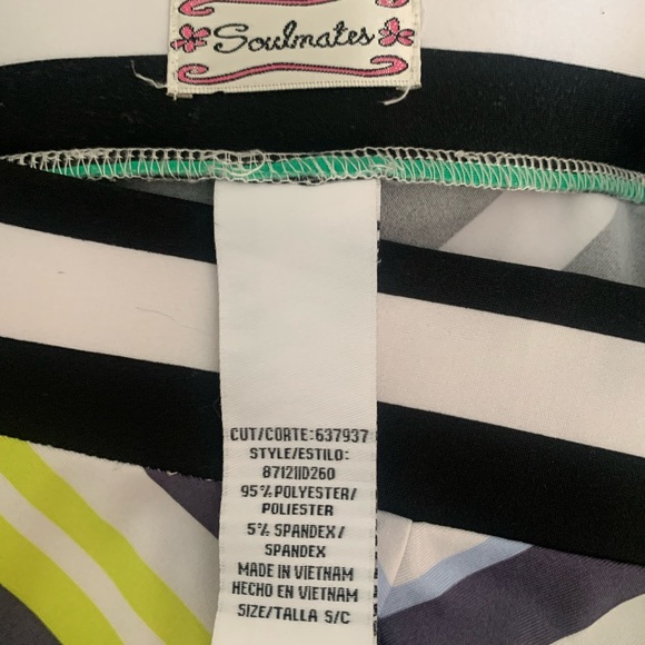 Soulmates Mid-Length Skirt. Sz Small. Stripped Blue Green Black White. - Picture 4 of 4